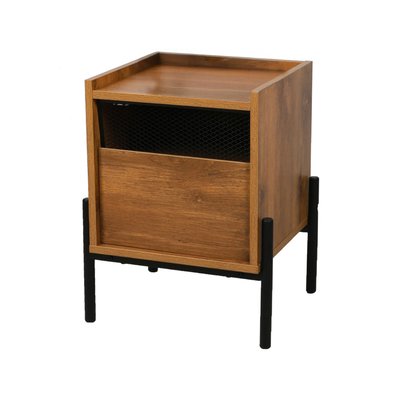 Table de chevet bois et métal noir 40x35x50cm WADIGA