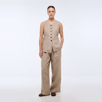 Pantalon à pinces en lin MONOPRIX