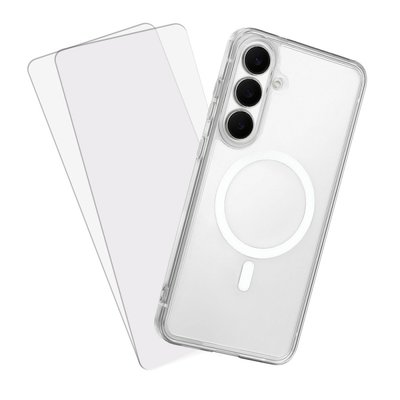 Coque Anti-choc Magnétique compatible Magsafe pour Galaxy S25 Fe Transparente + 2 vitres EVETANE