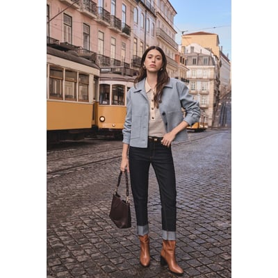 Jean cropped à revers DELIA Maison 123