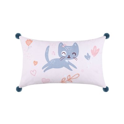 Coussin pompons dehoussable Zoeline le chat EDEN