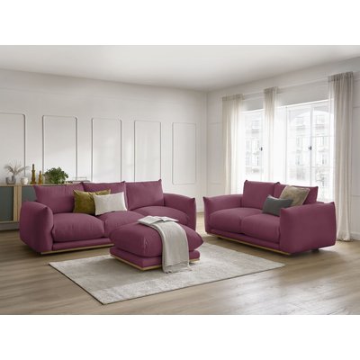 Canapé droit fixe 6 places en tissu avec pouf, ERNEST BOBOCHIC