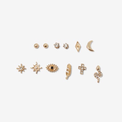 Set de 12 puces d'oreilles dépareillées serpent et œil BALABOOSTE