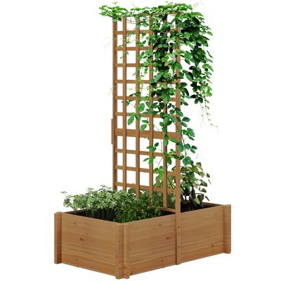 Jardinière avec treillis bois sapin pré-huilé OUTSUNNY