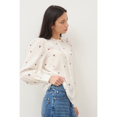Chemise manches longues en coton brodée BONOBO