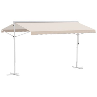 Store double pente métal époxy blanc polyester anti-UV OUTSUNNY
