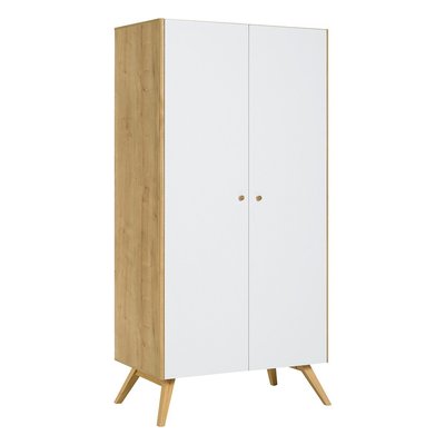 Armoire 2 portes avec penderie et 7 niches L101 cm - NATURE CALICOSY