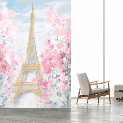 Papier peint tour eiffel en aquarelle HEXOA