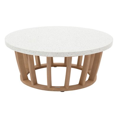 Table basse de jardin ronde en bois et béton LEMINDO HESPERIDE