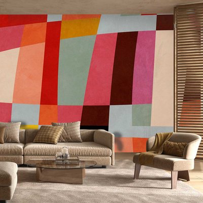Papier peint damier coloré HEXOA