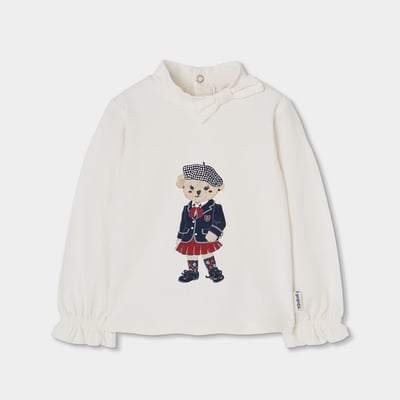 T-shirt fille en maille imprimé ourson BOBOLI