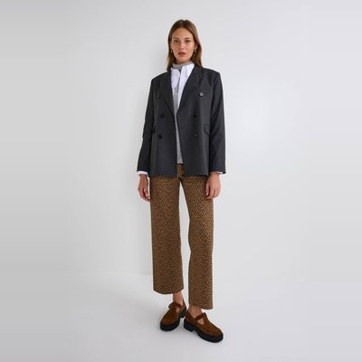 Pantalon large taille haute imprimé contenant du coton MONOPRIX