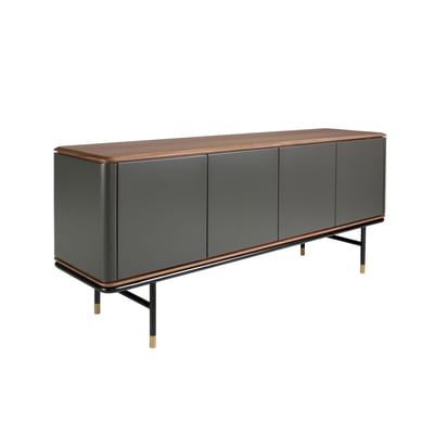 Buffet en bois gris foncé, acier noir et plateau en noyer ANGEL CERDA