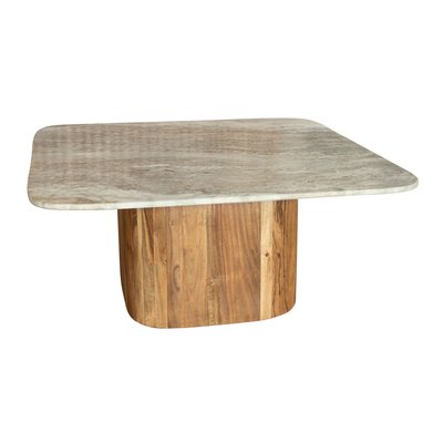 Table basse en marbre et pied en bois d'acacia NOW'S HOME