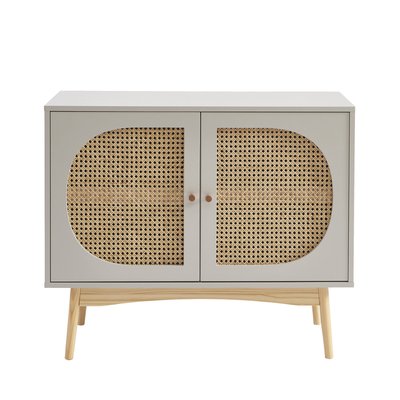 Buffet 2 portes en bois et cannage L90cm- CANNO DRAWER