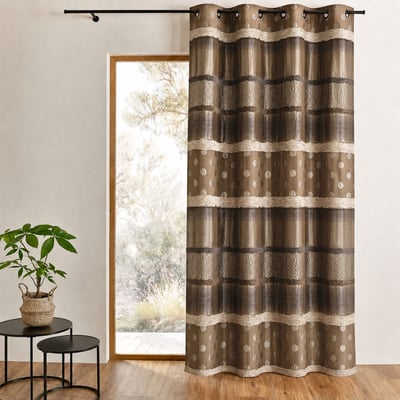 Rideau Jacquard Pois et Rayures HOME MAISON