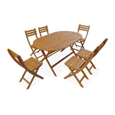 Table de jardin pliante bois d'acacia 6 chaises MACAPA SWEEEK