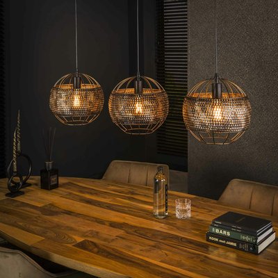 Suspension en métal 3 abat-jour globes effet maille TRIBECA PIER IMPORT