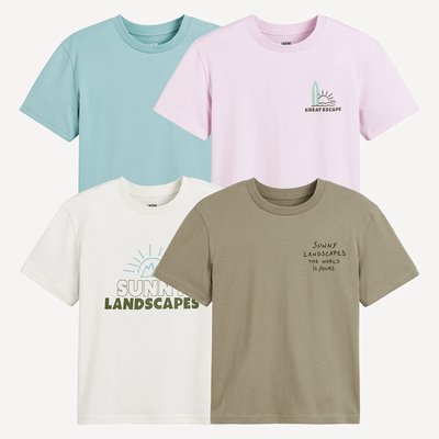 Lot de 4 T-shirts col rond à message LA REDOUTE COLLECTIONS