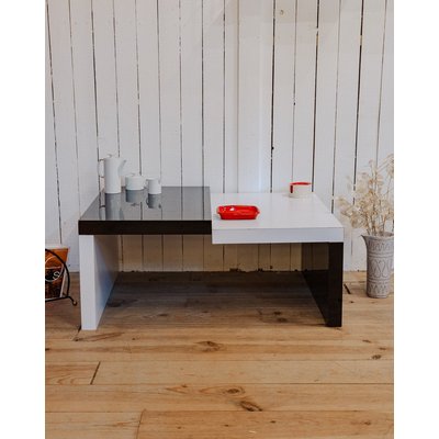 Table basse en bois noir et blanc Donna N°983 - Bon état DEBONGOUT