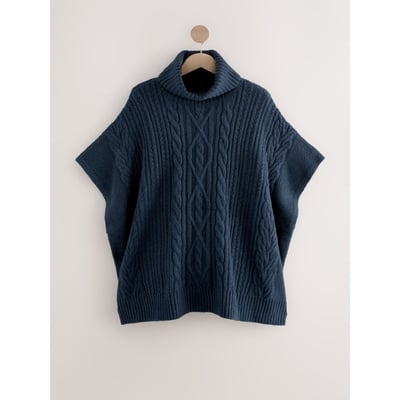 Poncho à col roulé en maille torsadée NEXT