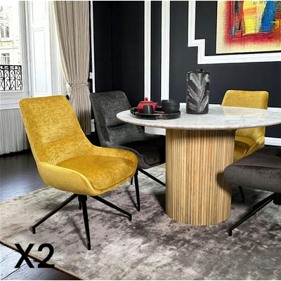 Chaise pivotante retro en velours moutarde (lot de 2) PALERME PIER IMPORT