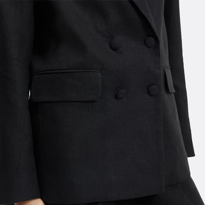 Wijde linnen blazer met dubbele rij knopen LA REDOUTE COLLECTIONS