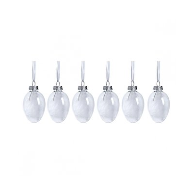 Set de 6 suspensions décoratives de noël plumes en verre D4 SIA DECO