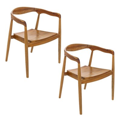Lot de 2 fauteuils à dîner en teck naturel MIYAKO ATMOSPHERA