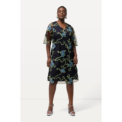 Robe, broderie florale, coupe évasée, col V ULLA POPKEN