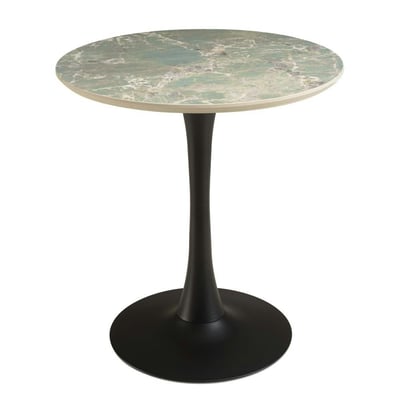 Table bistrot D70cm en céramique marbré vert pied tulipe BELLUNE PIER IMPORT