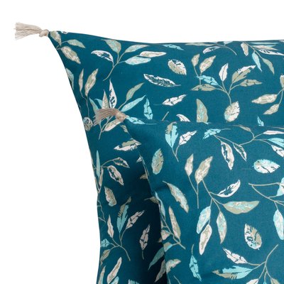 Coussin imprimé 100% coton, OMBRE VÉGÉTALE BLANC CERISE