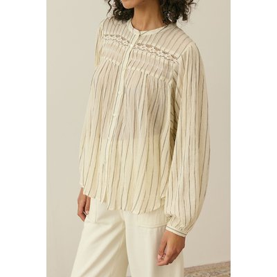 Bluse mit Rundhalsausschnitt gestreift bestickt Langarm JALLY LOUISE MISHA