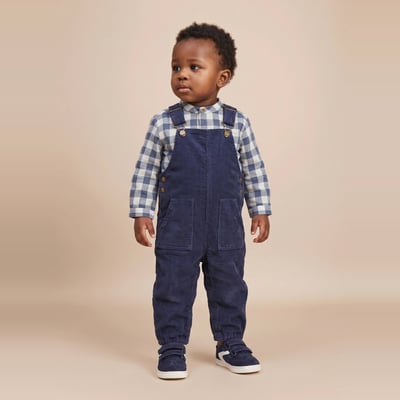 Salopette longue en velours unie en coton BIO GOTS BOUT'CHOU