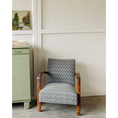 Fauteuil en bois et tissu Jakob N°404 - Bon état DEBONGOUT