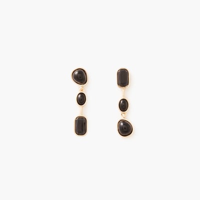 Boucles d'oreilles asymétriques cabochons noirs BALABOOSTE
