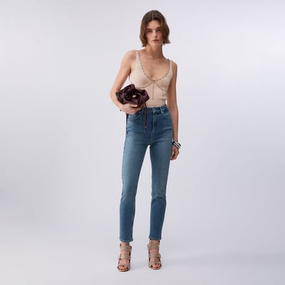 Jean Liu Jo Rampy Femme Taille Haute Slim XS Marron - Coton/polyester/élasthanne, Occasion Très Bon état