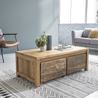 Table basse en bois de teck recyclé 120 cm  CARGO BERAH GETAH