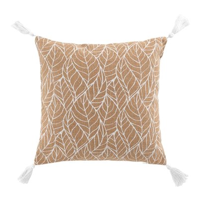 Coussin déhoussable en jute imprimé feuilles DOUCEUR D'INTÉRIEUR