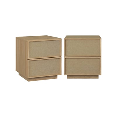 Table de chevet décor bois et tissu 2 tiroirs (lot de 2) KUBA SWEEEK