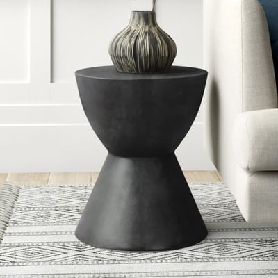 Table d'appoint sablier ø37cm - Effet ciment noir - NERO MAISON AUBERTIN