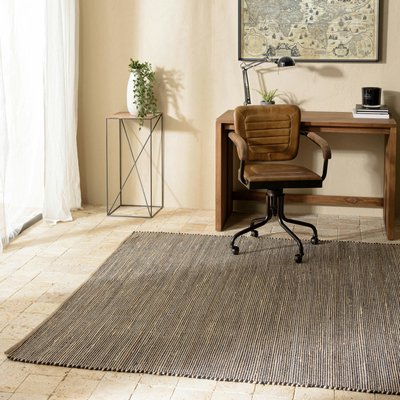 Tapis rectangulaire 160 x 230 cm jute et coton marron / noir PIER IMPORT