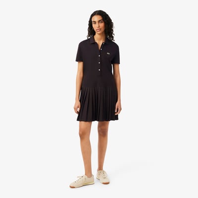 Robe polo plissée Piqué stretch LACOSTE