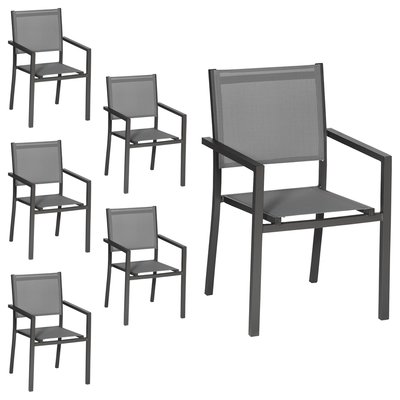 Chaises en aluminium et textilène, lot de 6 HAPPY GARDEN