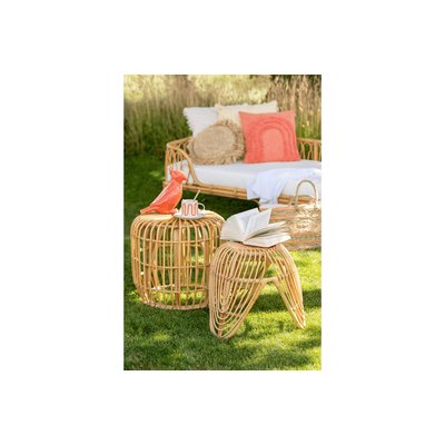 Tabouret rond en rotin naturel (lot de 2) - LEON HELLIN, DEPUIS 1862