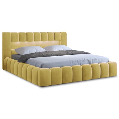 Lit coffre avec led sommier inclus en velours, CLEO LISA DESIGN