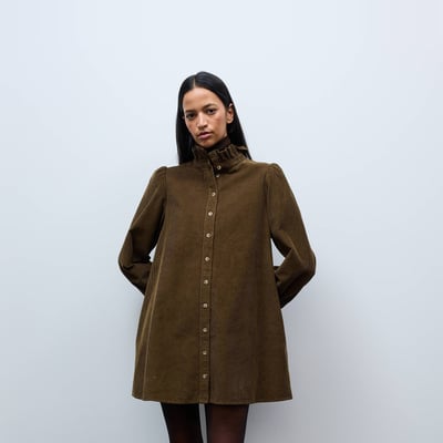 Robe courte unie manches longues en velours MONOPRIX