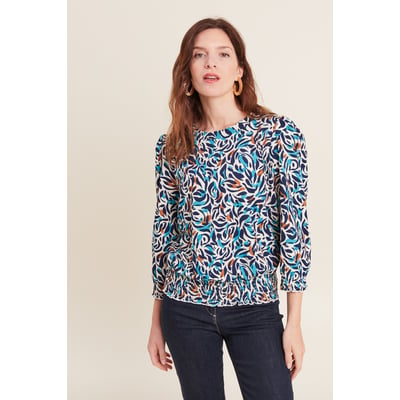 Blouse Femme Imprimé Printemps - Manches 3/4, Coupe Ample, Col Rond, Léger Et Confortable