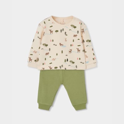Ensemble maille bébé garçon imprimé forêt BOBOLI