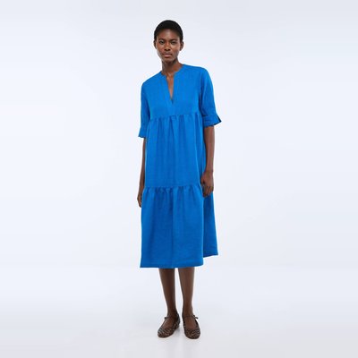 Robe midi ample unie en lin MONOPRIX